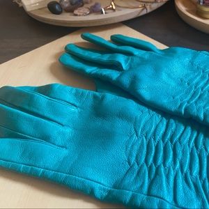 Teal Leather Driving Gloves